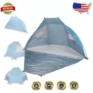UPF 50+ Beach Cabana for 2 - Lightweight Fiberglass with Zip Door & Ventilation - Picture 1 of 12