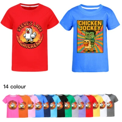 Kids Steve's Lava Chicken T-Shirt Chicken Jockey Rider Gaming Funny T shirt Top