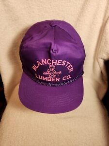VTG Blanchester Lumber Truckers Hat Cap Purple Snapback Rope SpellOut Logo 