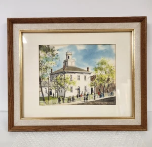 Davis Gray Original Watercolor  McClean County Courthouse Mid 1800's Framed - Picture 1 of 17