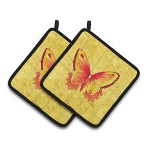 Carolines Treasures 8857PTHD Butterfly on Yellow Pair of Pot Holders 7.5 x 3... - Picture 1 of 1