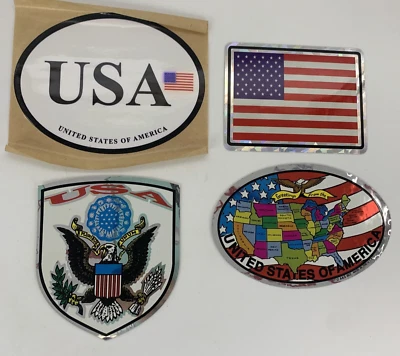 Lot of 4 USA United States Patriotic America Bumper Stickers - Image 1 of 4