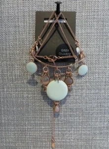 Pilgrim Elegant Necklace Rose Gold Grey Blue Stones Pendant Womens Jewelry New - Picture 1 of 3