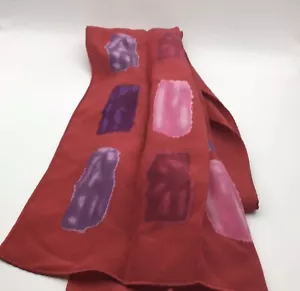 Vintage Echo 100% Silk Scarf Red Pinks Purples - Picture 1 of 3