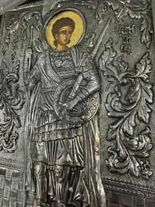Byzantine Orthodox Icon Saint George 950 Silver Handmade Greece 🇬🇷 - Picture 1 of 7