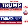 100Pack Trump 2020 Keep America Great Bumper Stickers Make Liberals Cry Again jc