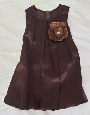 Шикарный атласное платье для маленьких девочек шоколадно-коричневый размер 2, 4, 6, 8 - Изображение 1 из 4