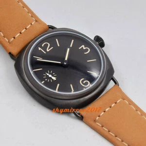 45mm black dial PVD coated 17jewels hand winding 6497 watch Miltary orange marks - Picture 1 of 7