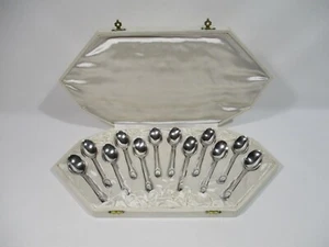 12 CUILLERES MOKA CAFE METAL ARGENTE DIXI SILVER PLATED MOKA SPOON MOKA LOFFEL - Picture 1 of 12