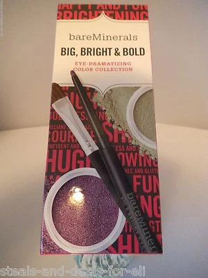 NEW RARE LIMITED EDITION BARE MINERALS BIG BRIGHT BOLD 2 EYE SHADOWS BRUSH LINER - Image 1 of 4