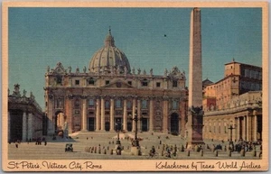 Vintage 1940s TWA Aviation Advertising Postcard "ST. PETER'S, Vatican City Rome" - Picture 1 of 2