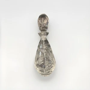 Vintage Leaded Crystal Decanter Bar Ware Home Bar Etched Cut Flowers and Leaves - Picture 1 of 10