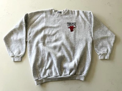 Sudadera Vintage Años 90 Chicago Bulls Logo Bordado 7 Cuello Redondo - Gris - Talla XL Foto 1 de 4