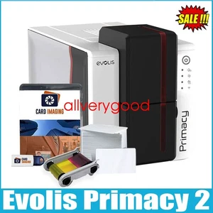 Evolis Primacy 2 Fire Red Single ID Card Printer & Supplies Bundle Badge Machine - Picture 1 of 8