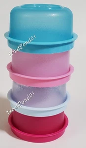 Tupperware Smidgets Tiny Treasure Mini Bowls Set 4 Fuchsia Pastel Pink Ice Blue - Picture 1 of 8