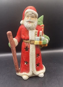 Dept 56 Santa Claus Tea Light Candelabro 8" Estatuilla de Porcelana Hecha en Taiwán - Imagen 1 de 10
