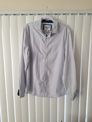 Mens Large International Report Button Front Shirt Polka Dot - Image 1 of 3