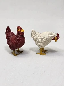 Vintage Antique Miniature Toy Composition Papier Mache Putz Rooster Hen Chickens - Picture 1 of 12