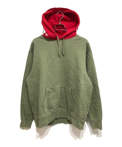 Felpa con cappuccio a contrasto SUPREME 21AW taglia: L verde x rosso uomo