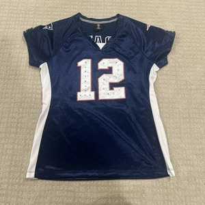 Tom Brady #12 Team Apparel Women’s Large Jersey Rhinestone New England Patriots - Picture 1 of 7