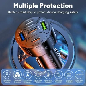 Voiture Premium 65W pour Chargeur avec 5 Ports USB Alimentation Rapide et Pratiq - Photo 1 sur 15