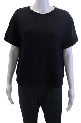 Sudadera Pullover Elie Tahari Mujer Azul Oscuro Cuello Redondo Manga Corta Talla M Foto 1 de 4