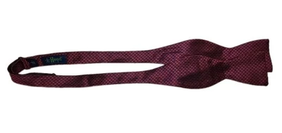 Haspel Adjustable 100% Silk Bowtie Pink/Blue Houndstooth Pattern Hipster Formal - Image 1 of 4