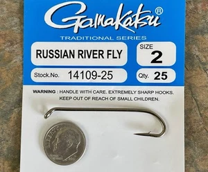 25 GAMAKATSU RUSSIAN RIVER FLY HOOKS. BRONZE #2. ALASKA SOCKEYE SALMON FLY TYING - Bild 1 von 2