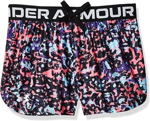 NEW Under Armour Girls' Play Up Printed Shorts - Black(007)/White - YOUTH MEDIUM - Picture 1 of 4