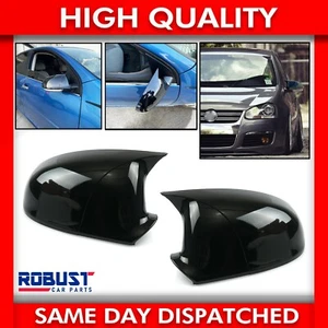 WING MIRROR COVER CAPS GLOSS BLACK LEFT & RIGHT FOR VW GOLF MK5 (2003-2009) - Picture 1 of 9