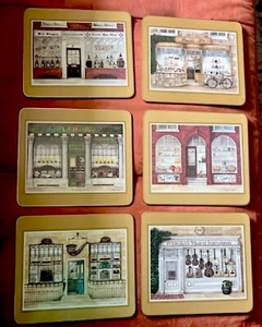 NEW! Clover Leaf Vintage Table Mats Placemats 6 Pieces 'Corner Wine Shop' - Picture 1 of 11