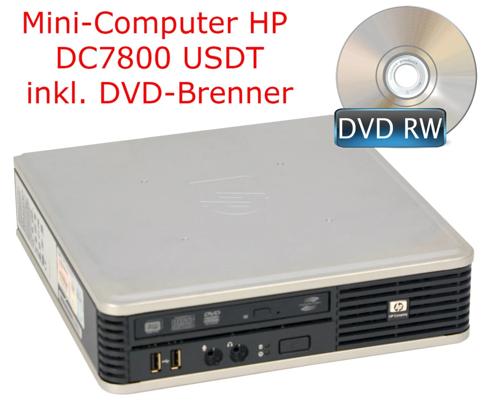 Mini-PC Computer HP Deskpro DC7800 Ultraslim 2 GB RAM DVDRW Core2Duo CPU 8xUSB - Image 1 of 4
