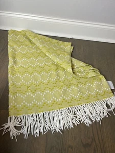 West Elm Diamond Dot Throw Blanket Chartreuse Yellow Fringe Boho Bright Color - Picture 1 of 13