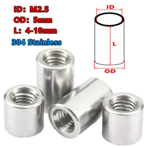 304 Stainless Steel Thread Spacer - Standoff Collar Stand Off Spacers Bush M2.5 - Picture 1 of 13
