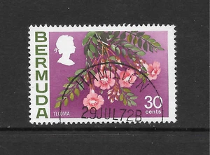 BERMUDA SCOTT 267 USED VF - 1970 30c PLUM & MULTI-COLOR FLOWERS ISSUE - Picture 1 of 2