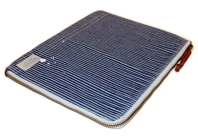 $125 Polo Ralph Lauren Tablet Denim Stripe Zip Gadget Document Case Blue Navy - Image 1 of 4