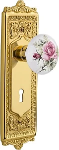 Nostalgic Warehouse Egg & Dart Plate with Keyhole White Rose Porcelain Knob - Picture 1 of 3