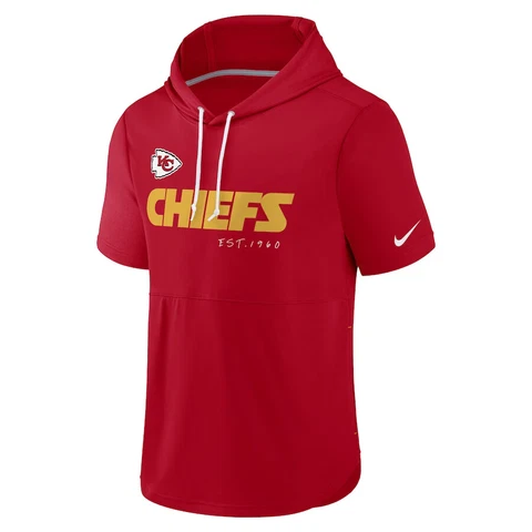 Kansas City Chiefs Nike Short Sleeve Pullover Hoodie Men's 2023 NFL Red KC New Cover