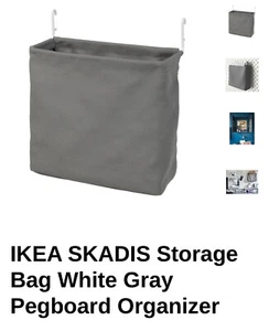 New IKEA SKADIS Cloth Pegboard Bag Sack Organizer Gray Fabric - Picture 1 of 12