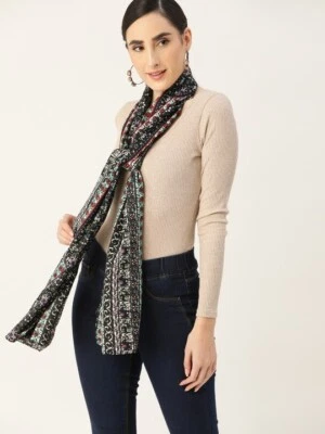 Manta de cachemir estampada negra y roja para mujer bufanda de lana tiro de meditación Foto 1 de 4