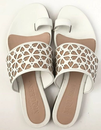 Scarpe da donna Alexander McQueen taglia 40 5 nuove con scatola piatte sandali in pelle