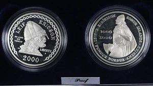 2000 Leif Ericson Millennium Proof Two-Coin Commemorative Set w/ Box & COA - Picture 1 of 4