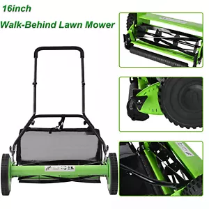 Manual Reel Lawn Mower,16 inch,5 Blades,Adjustable Cutting &Handle Height - Picture 1 of 14