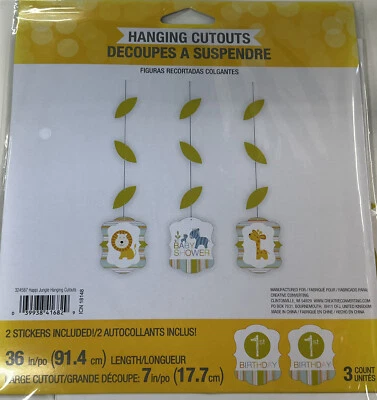 Happy Jungle Baby Shower 1st Birthday 3 Ct Hanging Cutouts  - Image 1 of 2