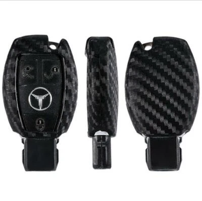 Fit Mercedes Benz C E S G Carbon Fiber Remote Smart Key Fob Silicone Case Cover - Image 1 of 4