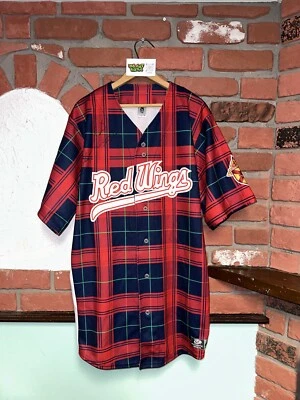 Camiseta deportiva vintage OT auténtica Rochester Red Wings roja a cuadros usada #1 Foto 1 de 4