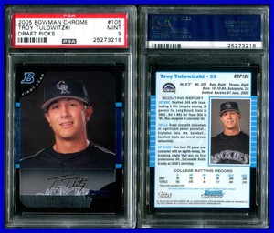 PSA 9 2005 Bowman Chrome Draft #105 Troy Tulowitzki RC Colorado Rockies