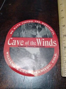 Cave Of The Winds Manitou Springs, Colorado Vintage Luggage Label 4" X 4.5"  - Picture 1 of 1