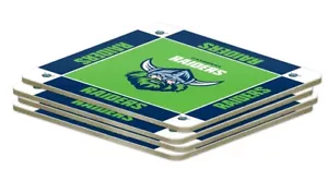 122560 CANBERRA RAIDERS NRL TEAM SET OF 4 TEAM LOGO COLOUR COASTERS SET - Foto 1 di 1