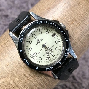 Lorus Women V242-0020 Sport Black Rotating Bezel Rubber Quartz Watch 5 1/2" - Picture 1 of 13